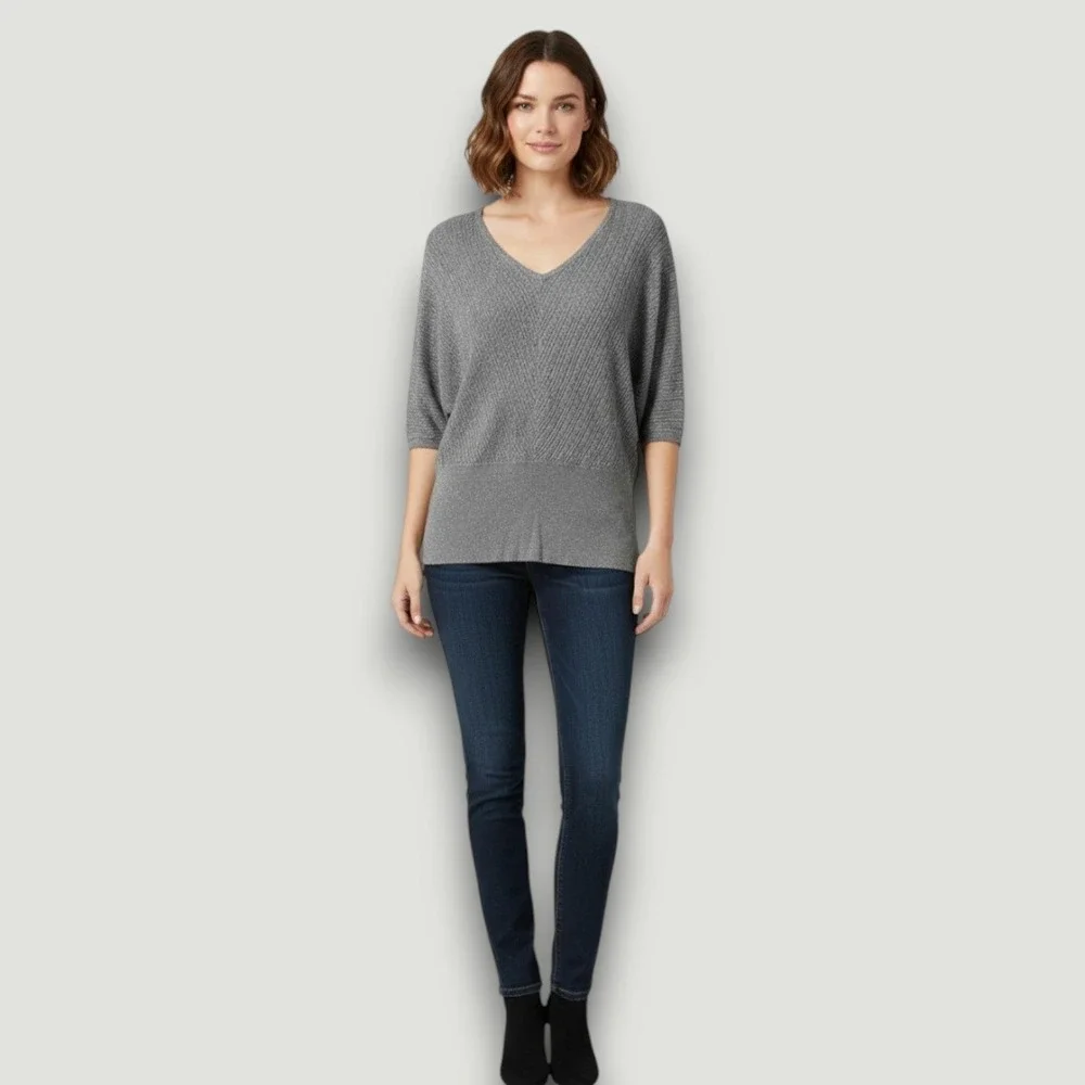 Lane Bryant‎ Womens Sweater Gray SIlver 14/16 Metallic Glam Futurism Casual
